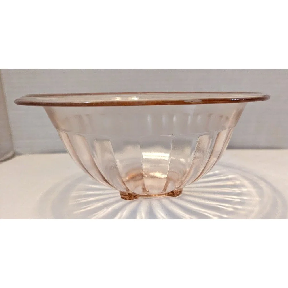Vtg Hazel Atlas Pink Pillar Optic Ribbed Depression Glass Mixing Bowl Set of 3